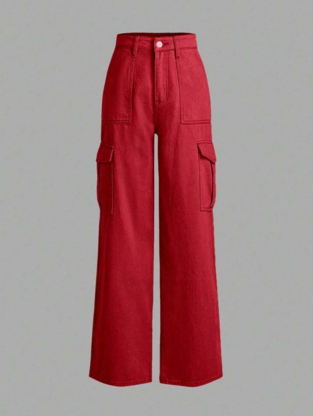 Women's Red Wide-Leg Cargo Pants